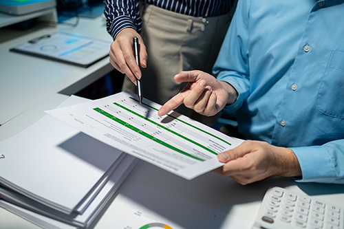 Homeowners reviewing HELOC paperwork